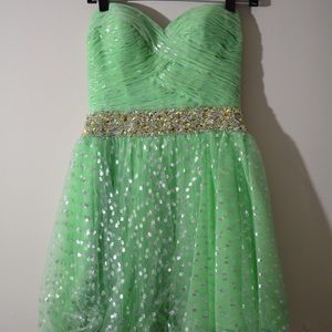Green strapless dress from Sherri hill